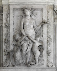Venus, een van de beelden (reliëfs) in de gangen van het Paleis op de Dam die wij in de rondleiding uitgebreid bespreken.