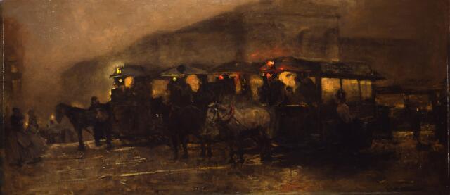 Afbeelding George Hendrik Breitner, Plein bij avond, 1890, olieverf op doek, 91, x 200,5 cm, Dordrecht, Dordrechts Museum