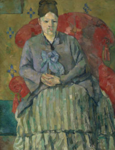 Paul Cézanne, mevrouw Cézanne in een rode leunsteul