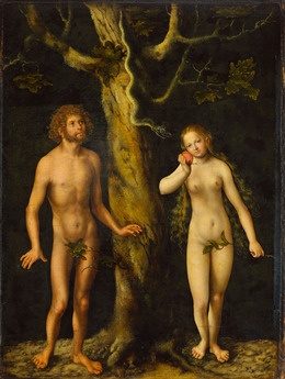 Lucas Cranach Adam en Eva en de appel. 