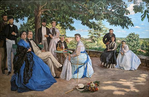 Portret van zijn familie geschilderd door Frederic Bazille. Een familieportret dat een rol speelt in het college van Emmelie de Mol van Otterloo over het familieportret.